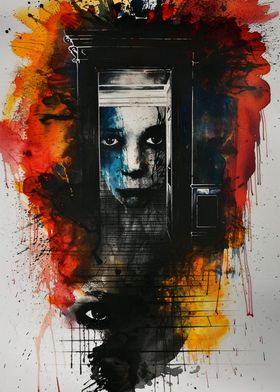 Abstract Face in Doorway