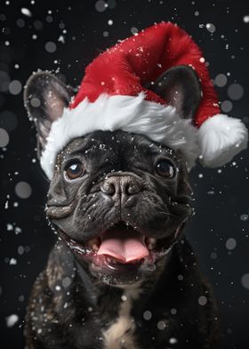 French Bulldog in Santa Hat