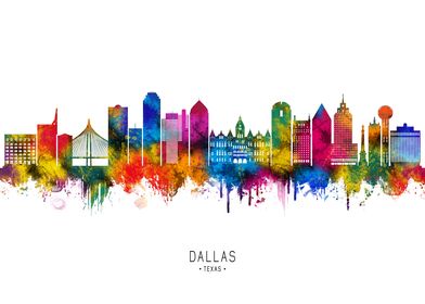 Dallas Skyline Watercolor