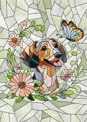 Dachshund dog  - Doxie - mosaic art