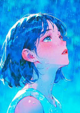 Anime Girl in Rain