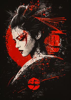 Geisha with Red Splashes