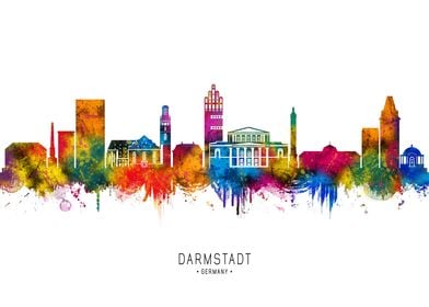 Darmstadt Skyline Watercolor