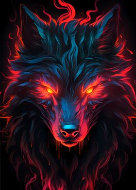 Fiery Wolf Portrait