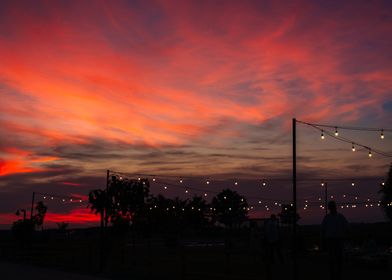 Sunset with String Lights