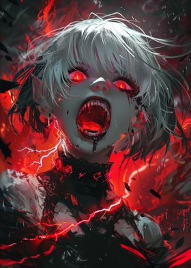 Anime Girl with Red Eyes