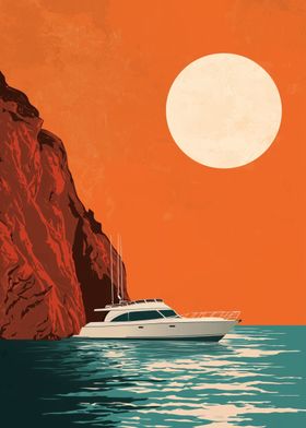 The Vintage Yacht Travel at Sunset