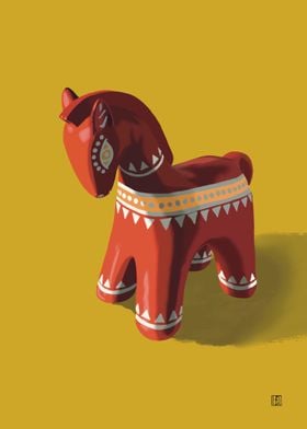 Bright decorative wooden horse 