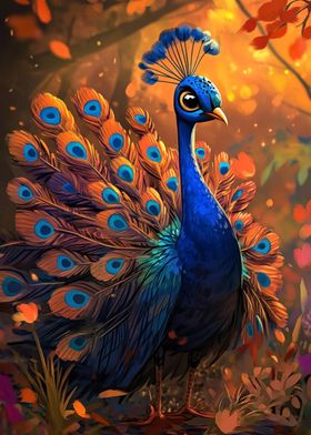 Peacock with Spread Feathers