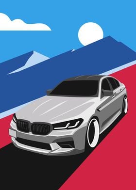 BMW M5 in Mountain Landscape