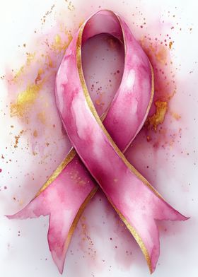 Pink Ribbon Watercolor