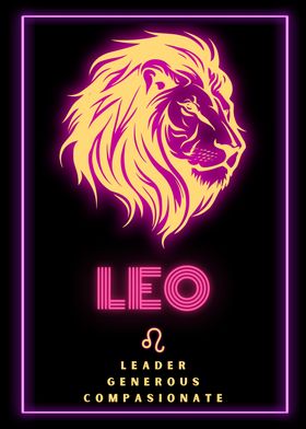 Leo Neon Zodiac Sign