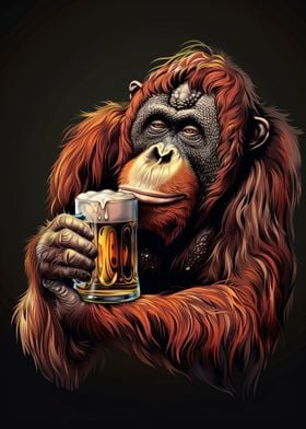 Orangutan with Beer