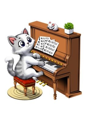 Cat Playing Piano