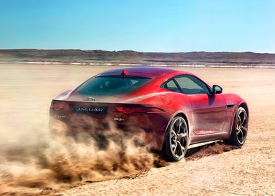 Red Jaguar F-Type in Desert