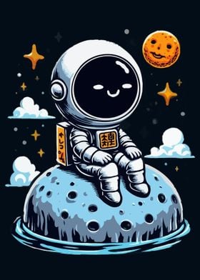 Cute Astronaut on Moon