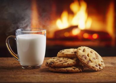 Milk and Cookies by the Fireplace