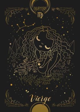 Virgo Zodiac Sign Illustration Gold