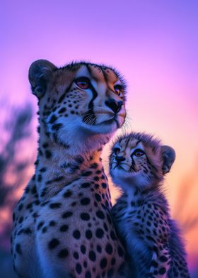 Cheetah Mother and Cub