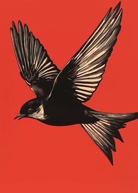 Black Bird in Flight