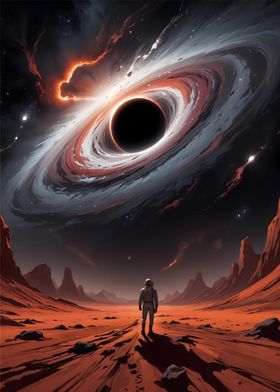 interstellar Astronaut Facing Black Hole