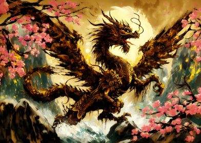 Golden Dragon Painting