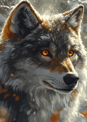 Wolf with Fiery Eyes