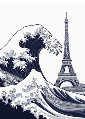 Great Wave & Eiffel Tower