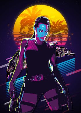 Lara Croft Retro Art