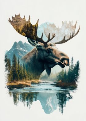 Moose in Forest Landscape