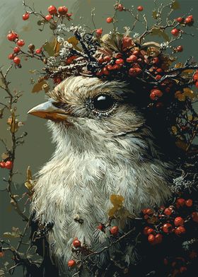 Bird with Berry Crown