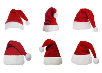 Santa hats collection isolated