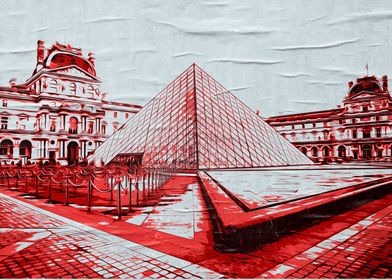 Louvre Pyramid Red