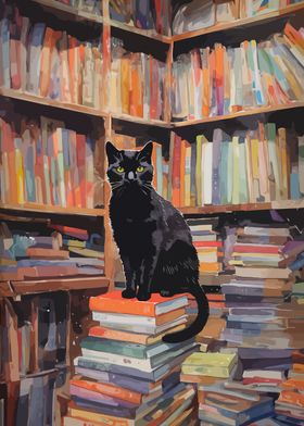 Black Cat in a Library