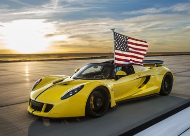 Yellow Hennessey Venom GT Spyder