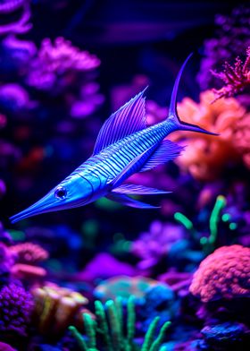 Blue Fish in Coral Reef