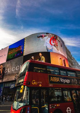 London Bus with Billboard Ads