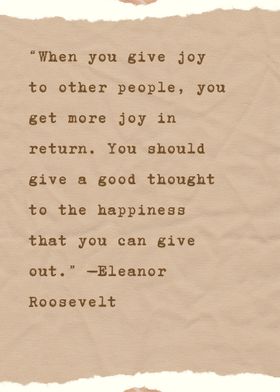 Spread Joy and Happiness - Eleanor Roosevelt Inspirational Wall Art