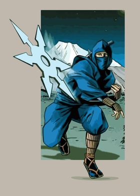 Blue Ninja with Throwing Star