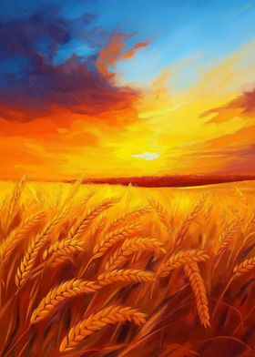 Golden Wheat Field Sunset