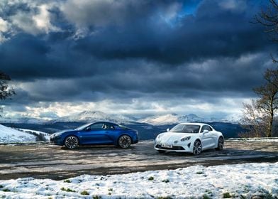 Alpine A110 in Snowy Landscape