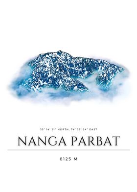 Nanga Parbat Mountain Illustration