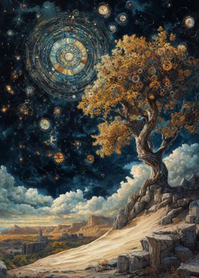 Clockwork Tree & Starry Sky