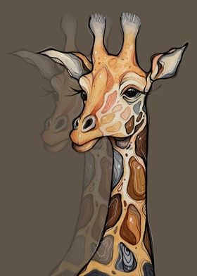 Giraffe Portrait Illustration