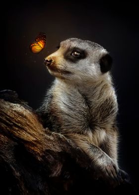 Meerkat and Butterfly