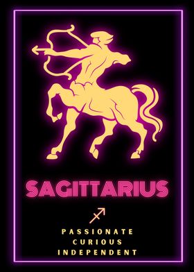 Sagittarius Zodiac Sign Neon