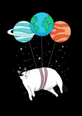 Cat in Space with Planets