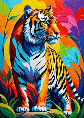 Colorful Tiger Painting