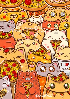 Bunch of pizza cats