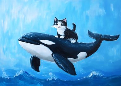 Cat Riding Orca